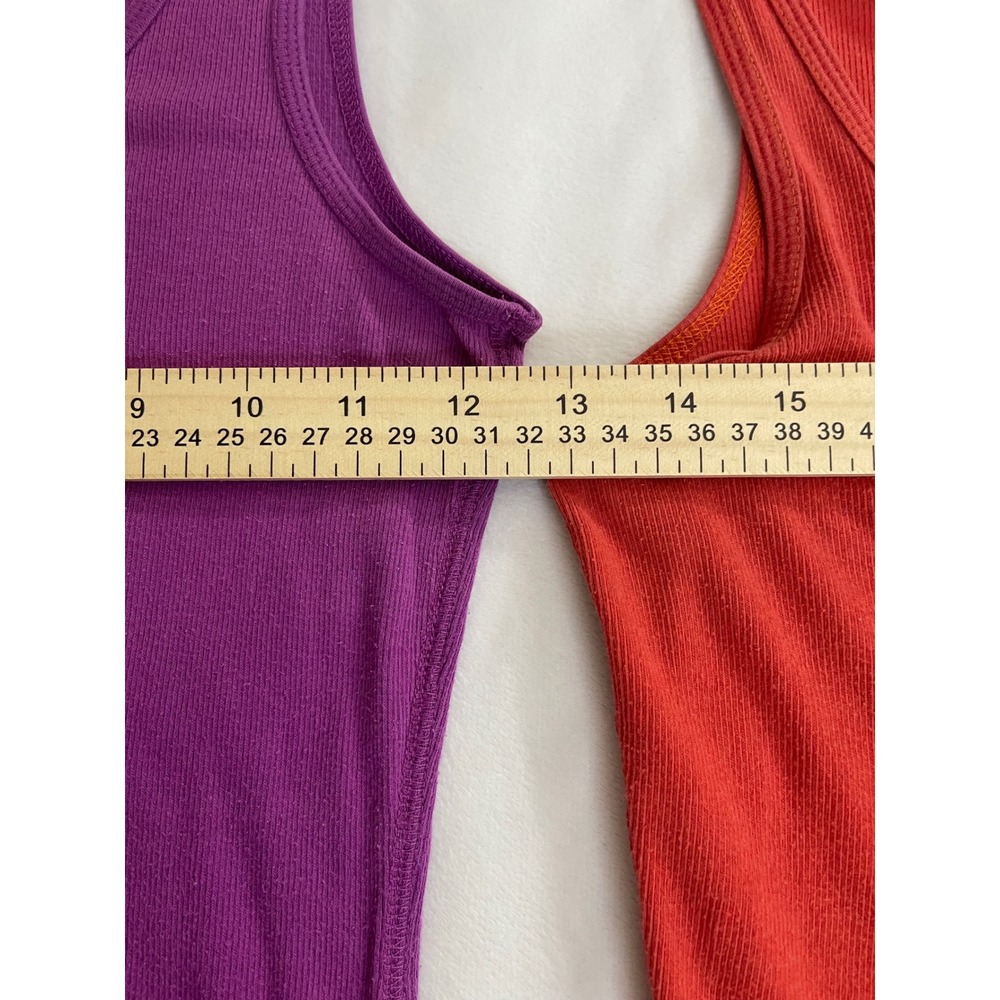 Mossimo Supply Co Long & Lean Ribbed Tank Tops 2 Pack Purple Orange Red Large - Picture 4 of 9